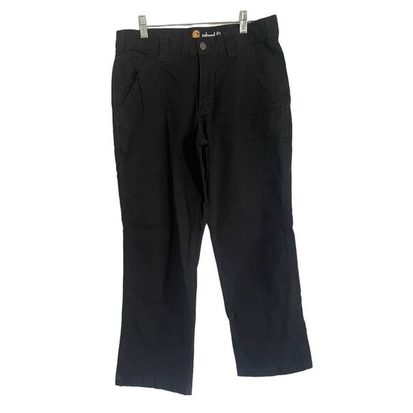 Carhartt Mens Black Relaxed Fit Trousers Flat Front Work Pants Size 38 New - Picture 1 of 7